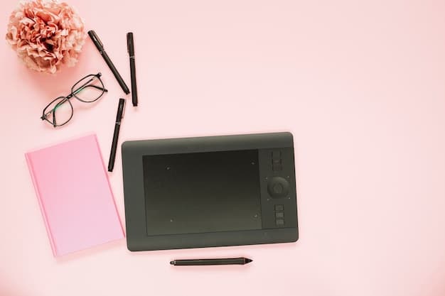 Designer creating pin graphics on tablet for Pinterest scheduling
