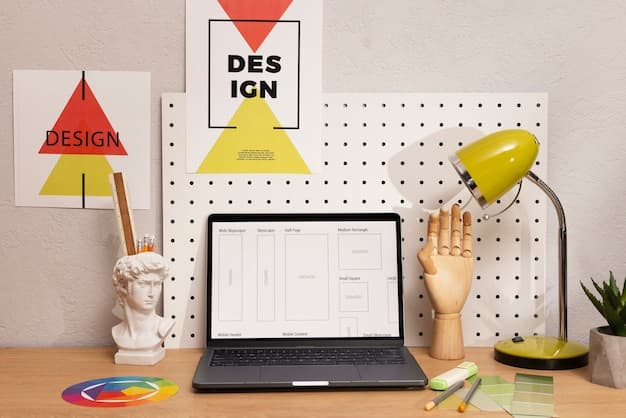 Designer crafting Pinterest Pin title on laptop