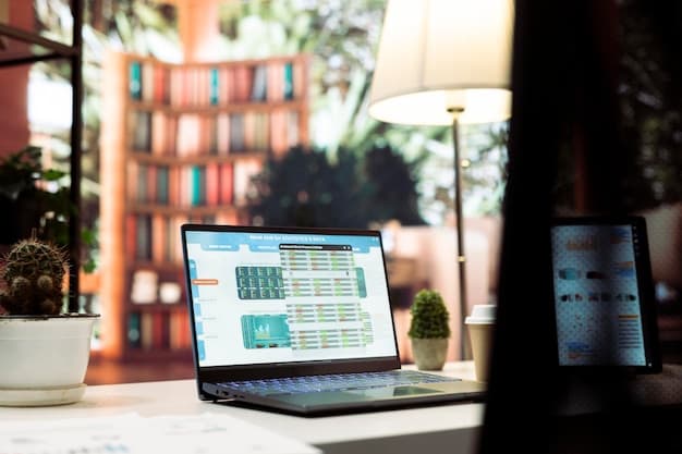 Marketer uploads multiple images via spreadsheet on laptop for Pinterest CSV Bulk Upload
