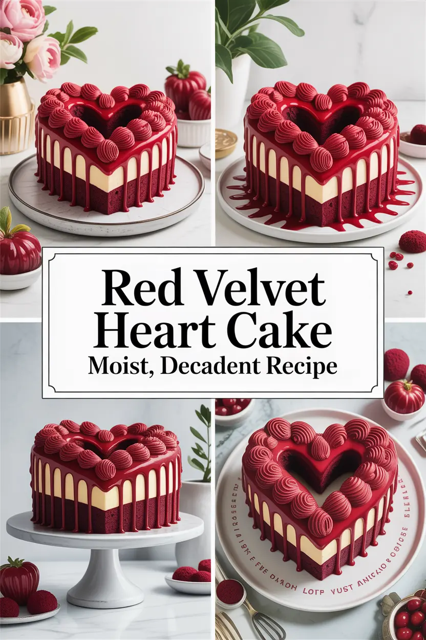 AI-generated Pinterest pin: Red Velvet Heart Cake Recipe